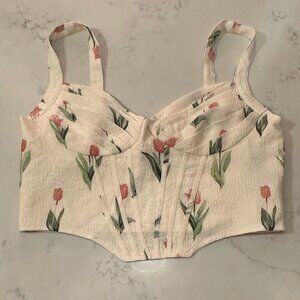 NWT Cider Tulip Corset Tank Top Zip Back Women Size Medium